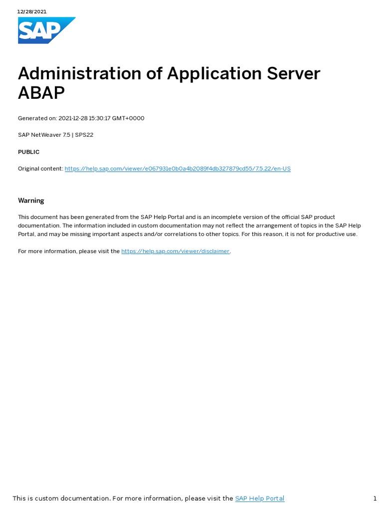 Administering ABAP Application Server | PDF | Databases | Information ...