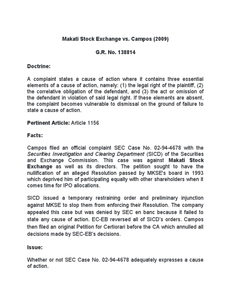 Makati Stock Exchange vs. Campos (2009) G.R. No. 138814 PDF