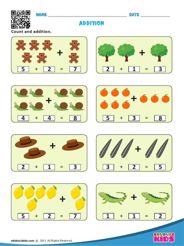 Count and Addition Practice Worksheet | PDF