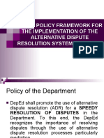 Deped Policy Framework For The Implementation of The Alternative Dispute Resolution System-Mediation