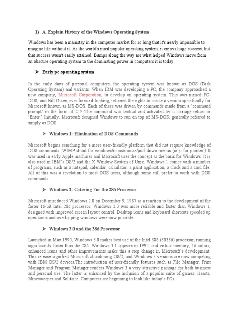 History of Windows Operating Systems | PDF | Microsoft Windows | Windows 10