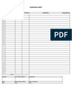 Overtime Sheet: Date Start Finish Total Hours Description Check/Initials