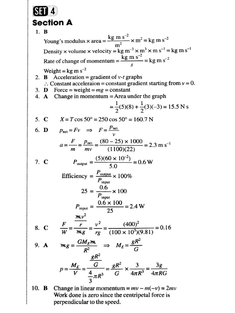 Physics Term 1 Set 4 Ans STPM | PDF