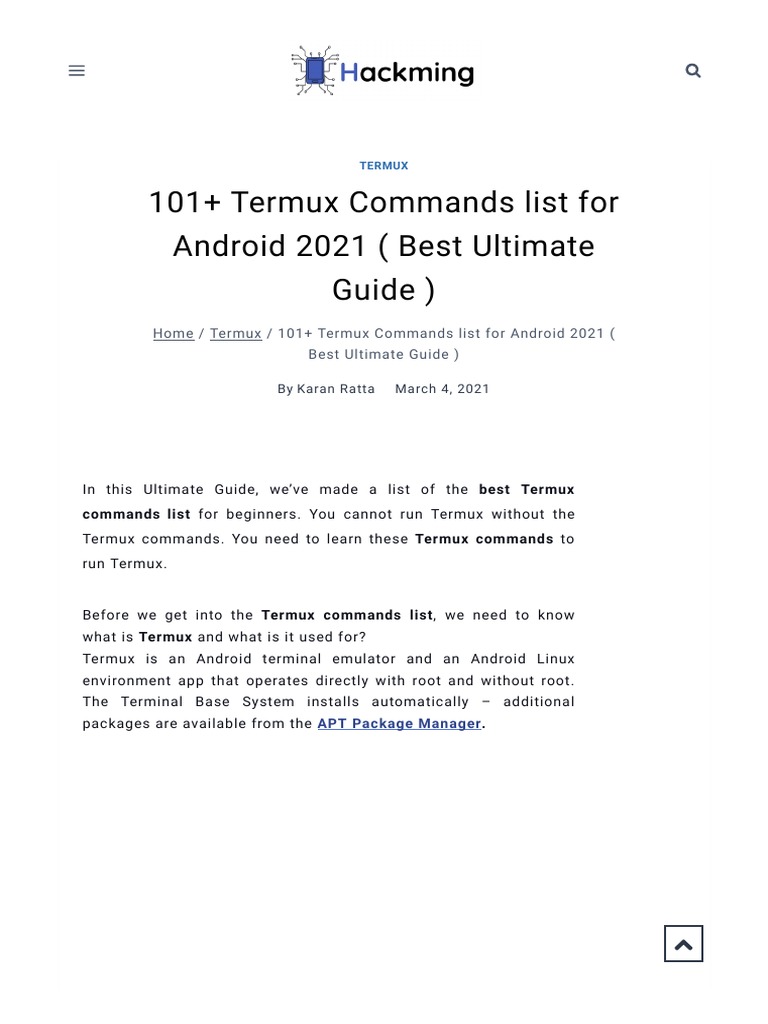 101+ Termux Commands List For Android 2021 (Best Ultimate Guide | PDF ...