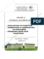 Grade 11 General Mathematics: Evaluation of Function Operations & Composition of Functions Problems Involving Functions