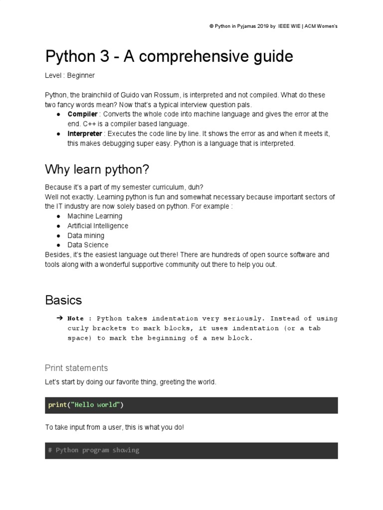 Python 3 - A Comprehensive Guide | PDF | Python (Programming Language ...