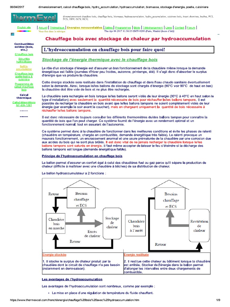 Dimensionnement Calcul Chauffage Bois Hydroaccumulation PDF — free download