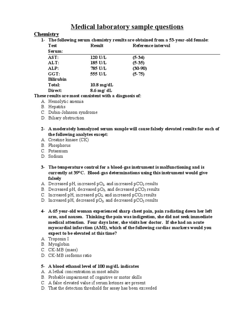 Medical Laboratory Sample Questions Microscopy Urine