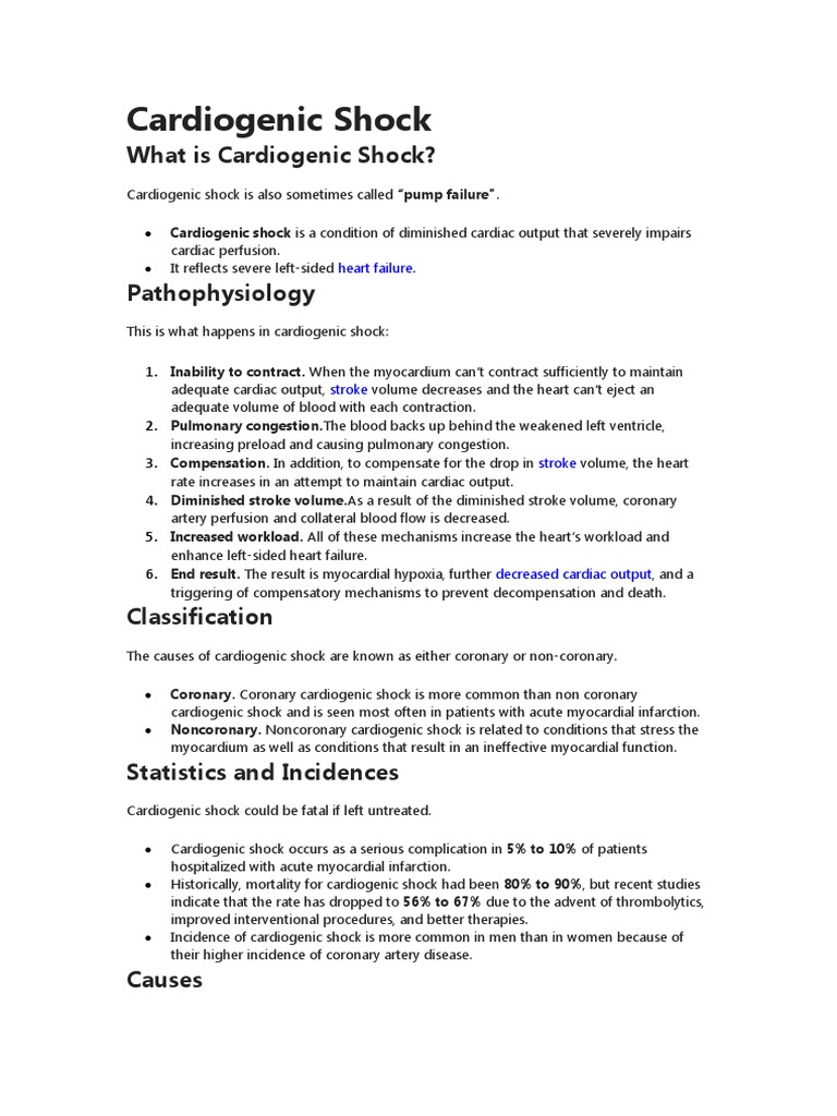 Cardiogenic Shock | PDF | Heart | Shock (Circulatory)