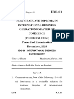 Post Graduate Diploma in International Business Operations/Master of Commerce (Pgdibo/M. Com.) Term-End Examination December, 2020