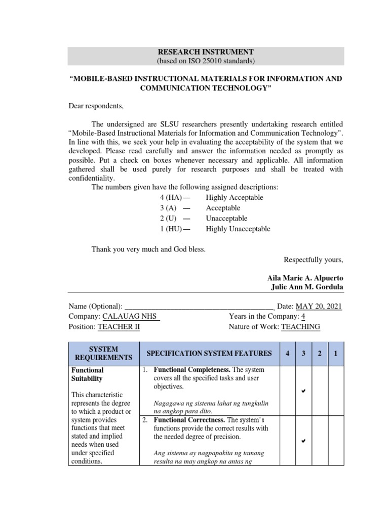 Research Instrument For CP IT EXPERT TEACHER | PDF | Usability ...