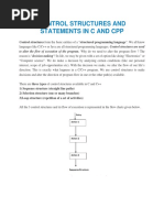 Control Structures and Statements in C and CPP