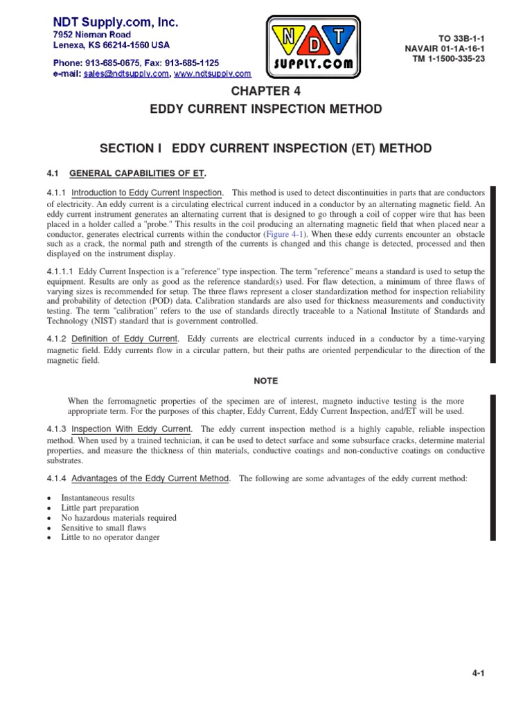 Eddy Current Inspection Method Overview | PDF | Inductor | Inductance