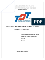 Planning, Recruitment and Selection Final-Term Report: Ton Duc Thang Unniversity Faculity of Business Administration