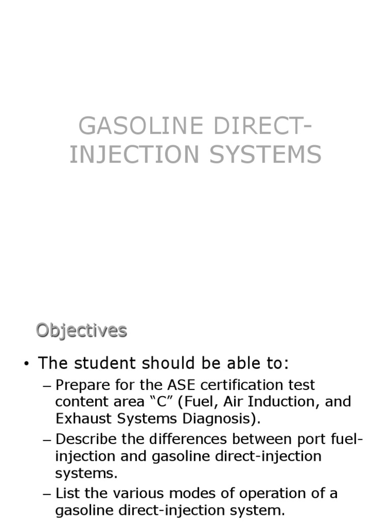 Gasoline DirectInjection Systems PDF Fuel Injection Engine Technology