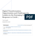 Digital Transformation - Opportunities and Challenges For Leaders in The Emerging Countries in Response To Covid