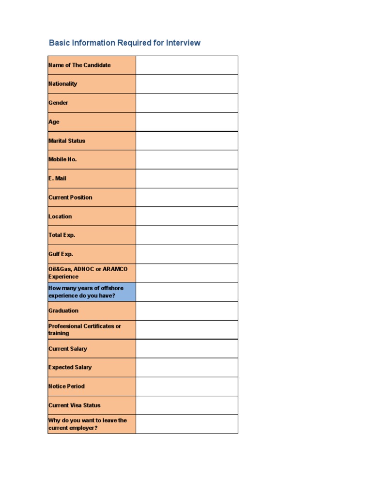 Initial Interview Form | PDF