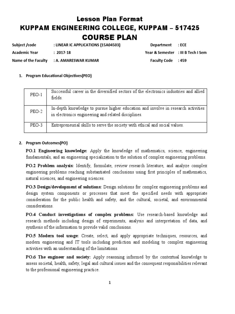 LICA Course Overview and Objectives | PDF | Amplifier | Operational ...