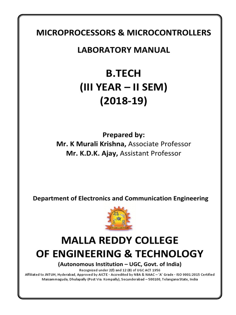 B.Tech (Iii Year Ii Sem) (201819) Microprocessors