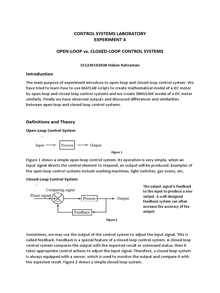 Control Systems Laboratory Experiment 4 Open-Loop vs. Closed-Loop ... image.