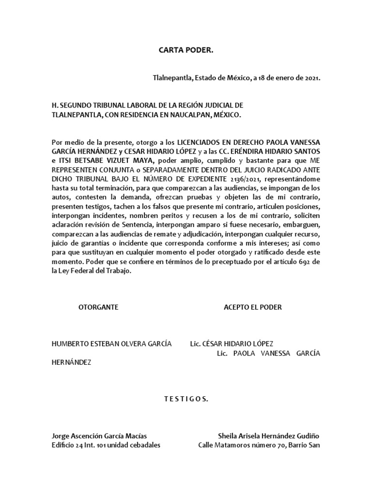 Poder Notarial para Representación Legal | PDF | Estado de los Estados ...