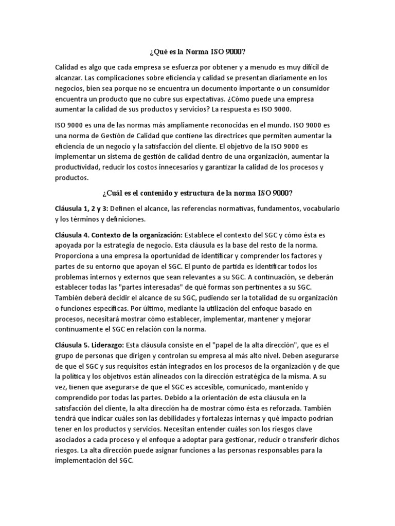 Guía Práctica de la Norma ISO 9000 | PDF | Calidad (comercial) | Iso 9000