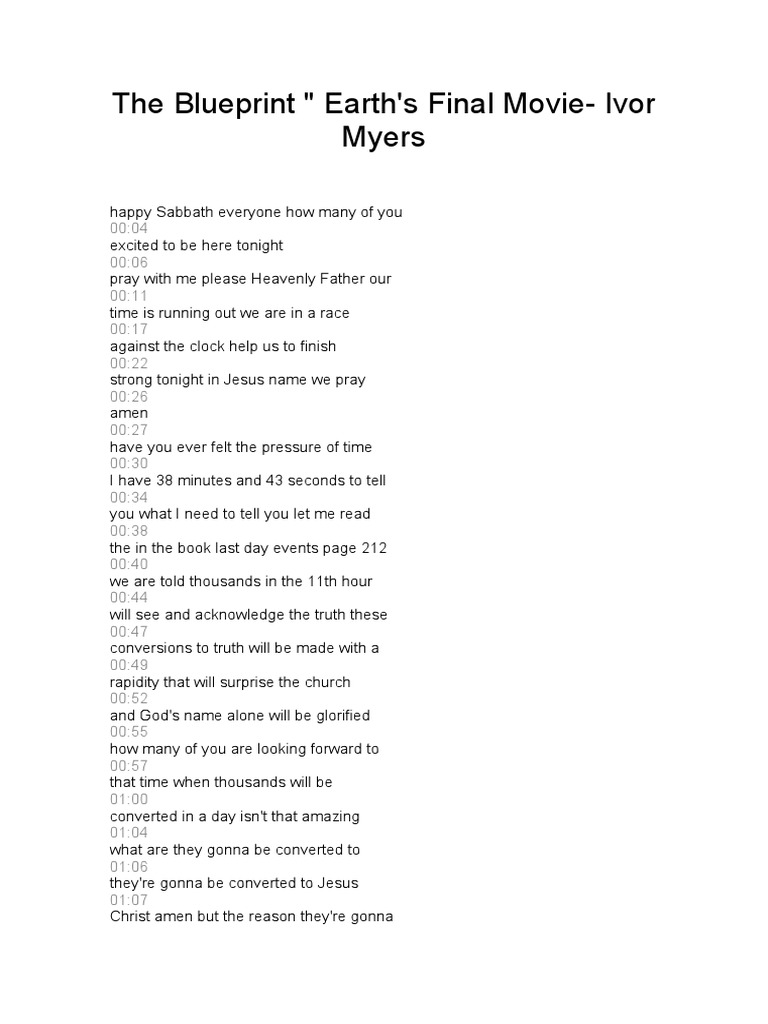 The Blueprint Earth S Final Movie Ivor Myers Pdf Book Of Exodus