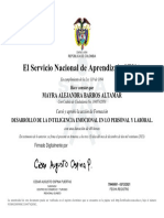 Certificado Desarrollo de La Inteligencia Emocional en Lo Personal y Laboral.