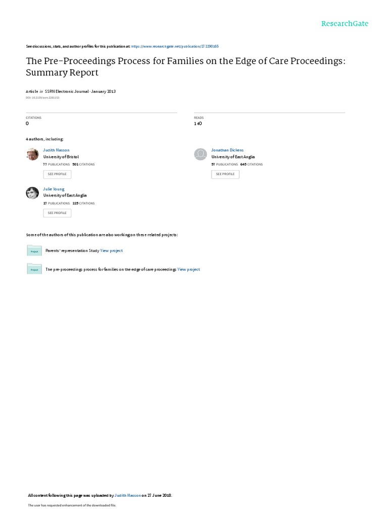 The PreProceedings Process For Families On The Edge of Care