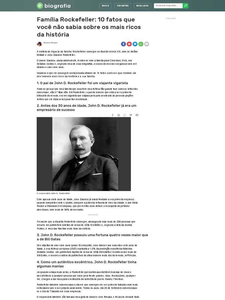 John D. Rockefeller - Biografia, PDF, John D. Rockefeller