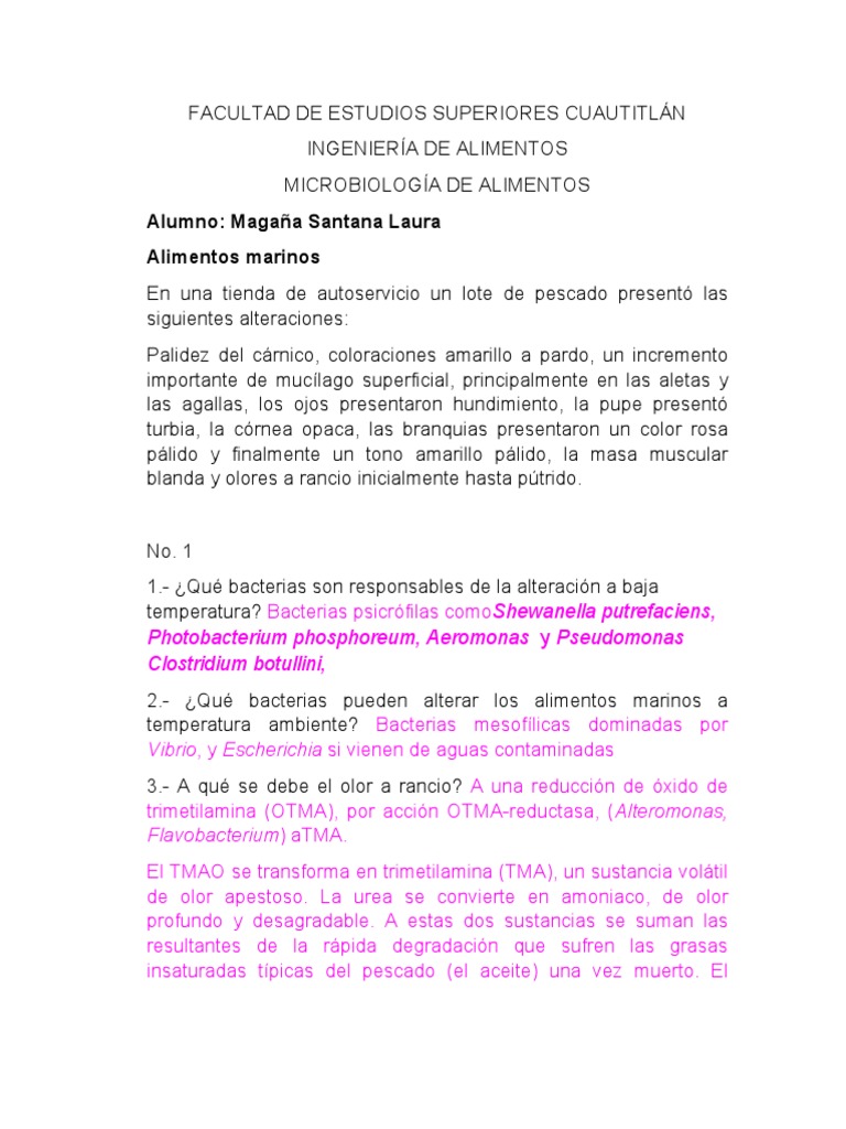 Alteraciones Microbiológicas en Pescado | PDF | Las bacterias | Alimentos