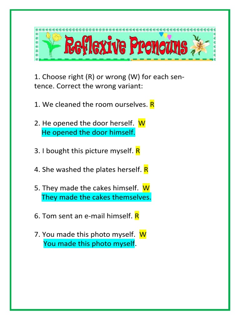 Reflexive Pronouns | PDF
