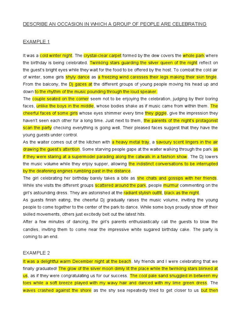 Sample Descriptive Compositions Pdf