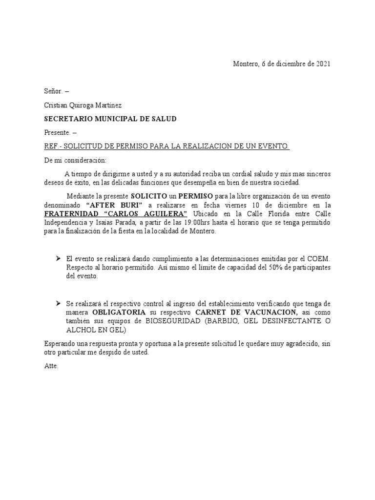 Carta Intendencia | PDF