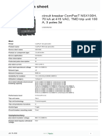 Product Data Sheet: Circuit Breaker Compact Nsx100H, 70 Ka at 415 Vac, TMD Trip Unit 100 A, 3 Poles 3D