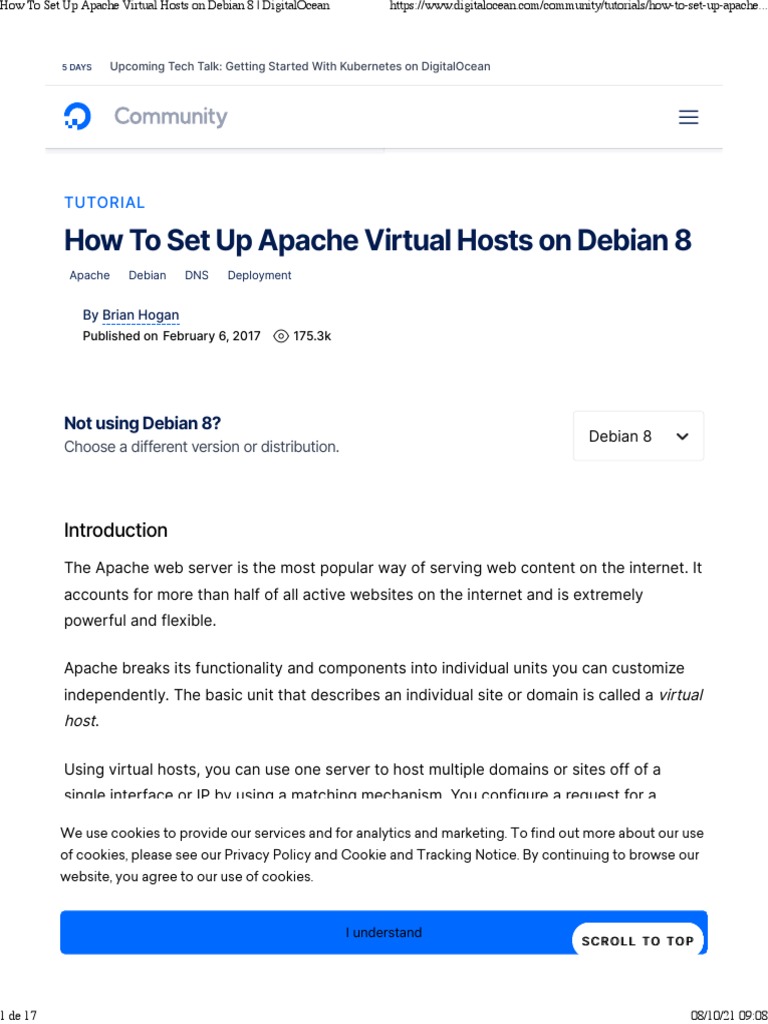 How To Set Up Apache Virtual Hosts On Debian 8 - DigitalOcean | PDF ...