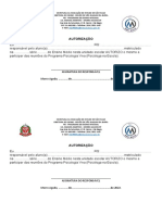 Autorização para Participar Das Reunioes Do Psicologia Viva