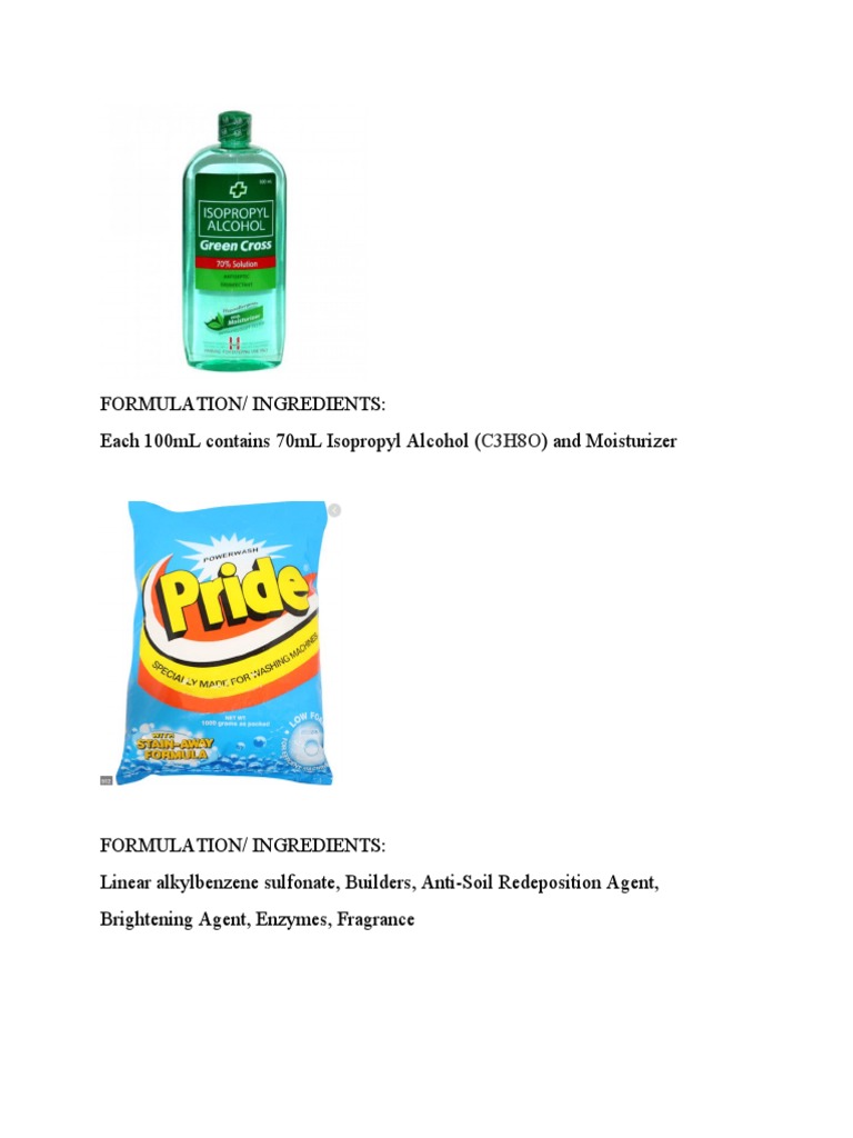 Formulation/ Ingredients: Each 100mL Contains 70mL Isopropyl Alcohol ...
