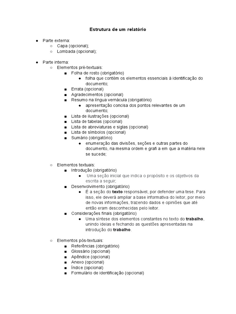 Estrutura de Um Relatório | PDF
