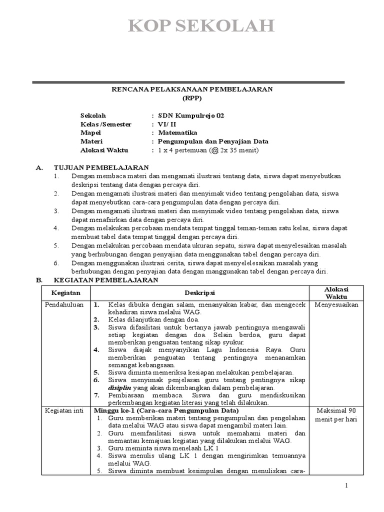 Tugas RPP Pengolahan Data | PDF