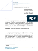 Literatura Y Educación en Valores. El Problema de La Utilización de La Obra Literaria Como Instrumento