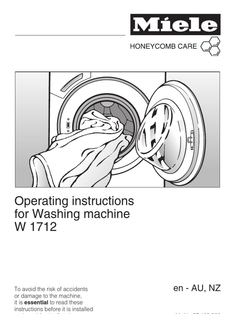 Miele W1712 Operating Instructions PDF Mains Electricity Washing