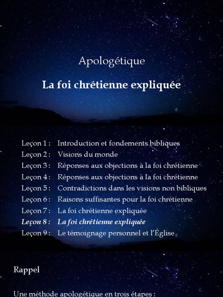 Apologétique : Fondements de la foi chrétienne | PDF | Jésus ...