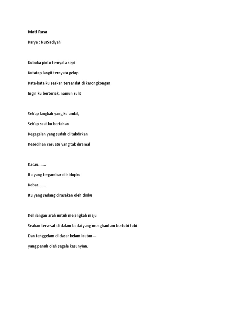 Mati Rasa - Nursyadiah | PDF