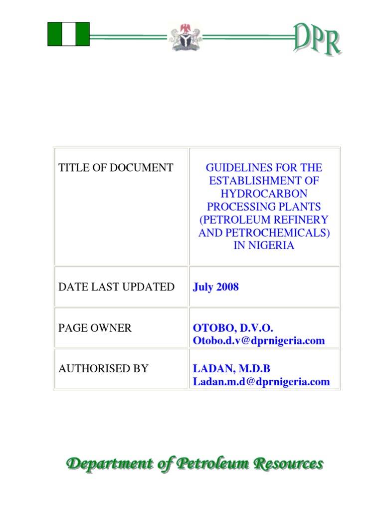 Hydrocarbon Processing Plant Guidelines | PDF | Oil Refinery ...