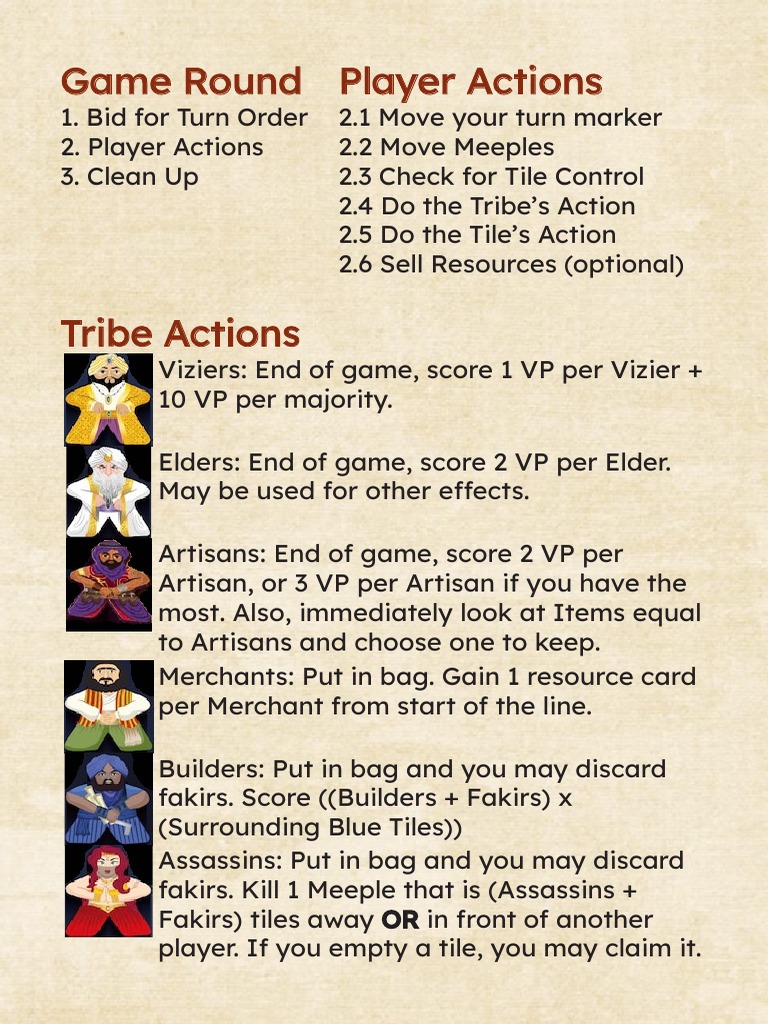 Tribe Actions and Game Mechanics Guide | PDF