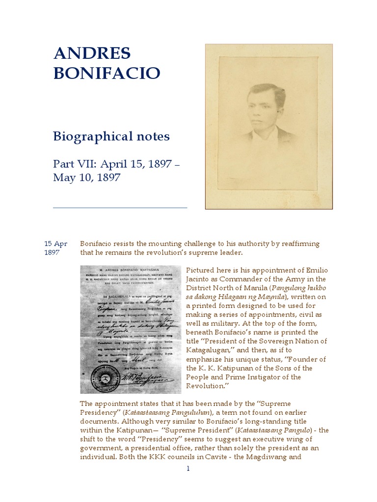 Bonifacio's Leadership and Challenges | PDF | Philippines