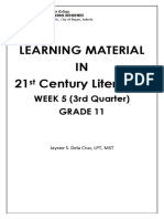 Learning Material IN 21 Century Literature: WEEK 5 (3rd Quarter) Grade 11