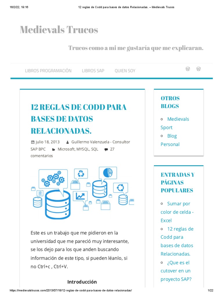 12 Reglas de Codd para Bases de Datos Relacionadas. - Medievals Trucos ...