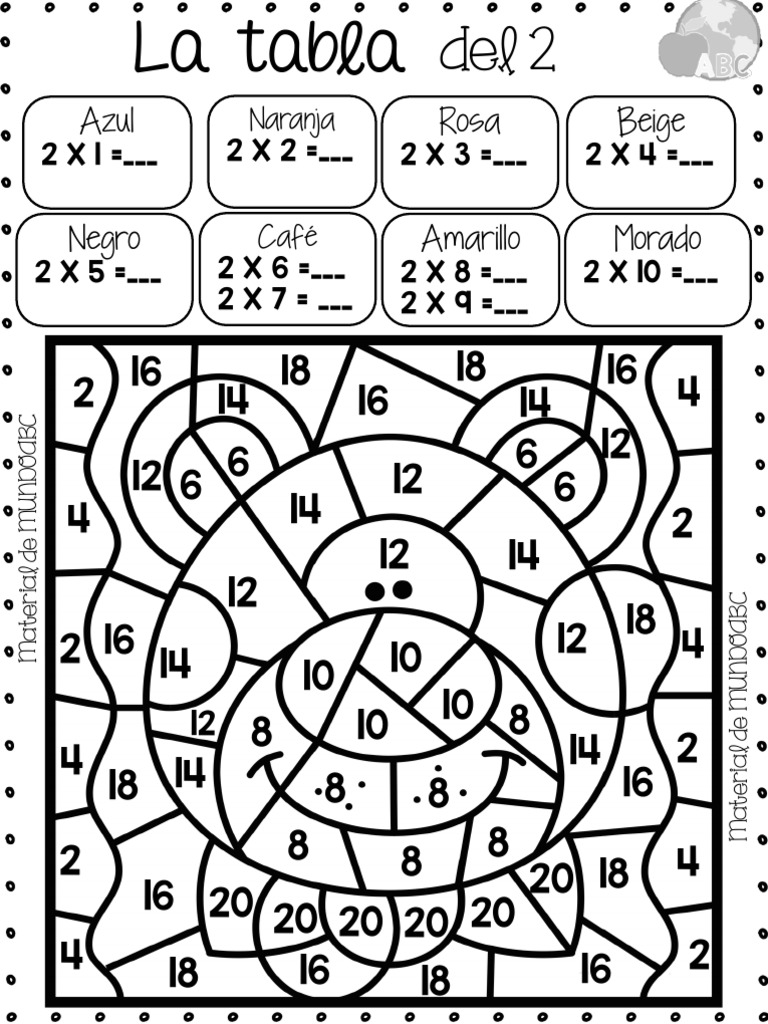 Tablas de Multiplicar para Colorear | PDF | Professional Wrestling